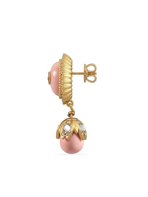 gucci interlocking g pearl pendant earring